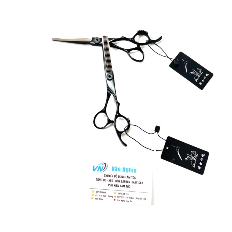 Kéo cắt tóc chiến binh chính hãng size 6.0 màu đen bảo hành 6 tháng