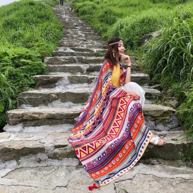 Khăn choàng vintage khăn choàng boho in hoạ tiết thổ cẩm