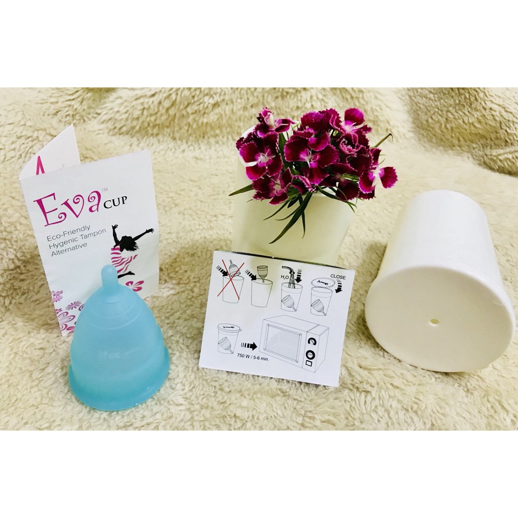 [Made in USA] Cốc Nguyệt San Evacup Tặng Kèm Cốc Tiệt Trùng + Túi Vải + 10 Viên Khử Trùng Milton