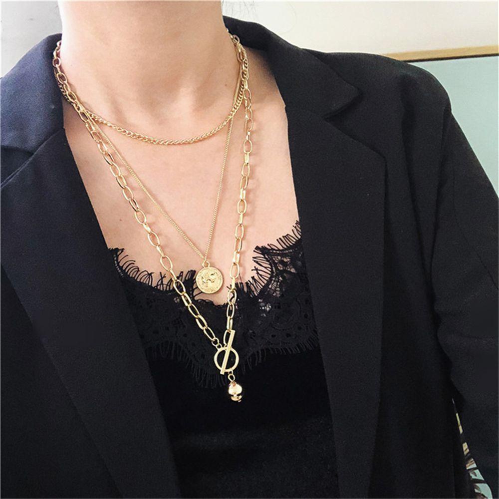 Vòng cổ Unisex Mặt Đồng Xu Phong Cách Rock Gothic Thời Trang