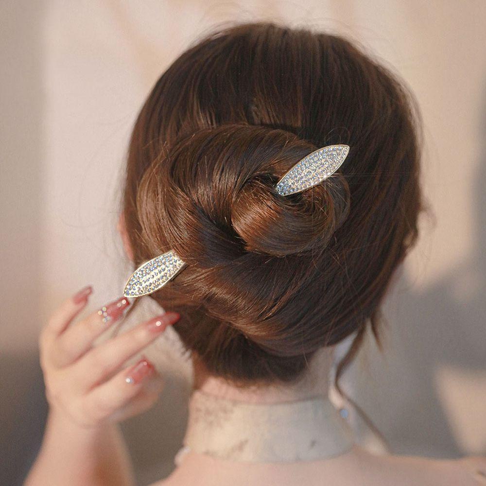 Trâm Cài Tóc Bằng Kim Loại Phong Cách Hanfu Cổ Điển Cho Nữ|Kẹp Tóc Đính Đá Lấp Lánh Phong Cách Trung Hoa