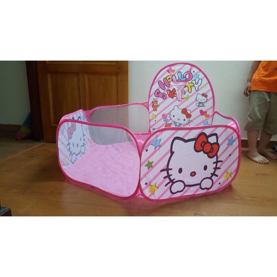 LỀU BÓNG HELLO KITTY + CÁ CHO BÉ + BÓNG 1 túi ( 95-100 quả )