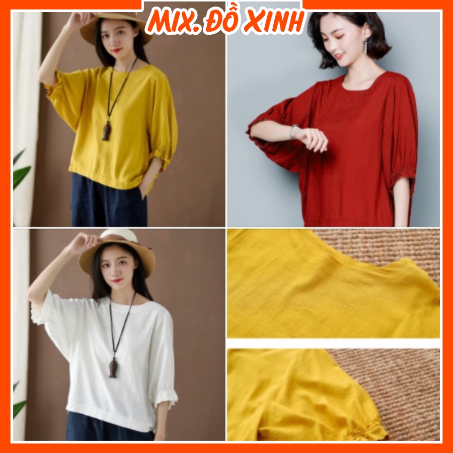 Áo kiểu nữ Hàn Quốc dáng cánh dơi, áo đũi nữ Mix. Đồ Xinh, form rộng che khuyết điểm AKH.45