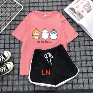 Set bộ đùi áo thun 3 quả trứng + quần đùi thể thao viền trắng