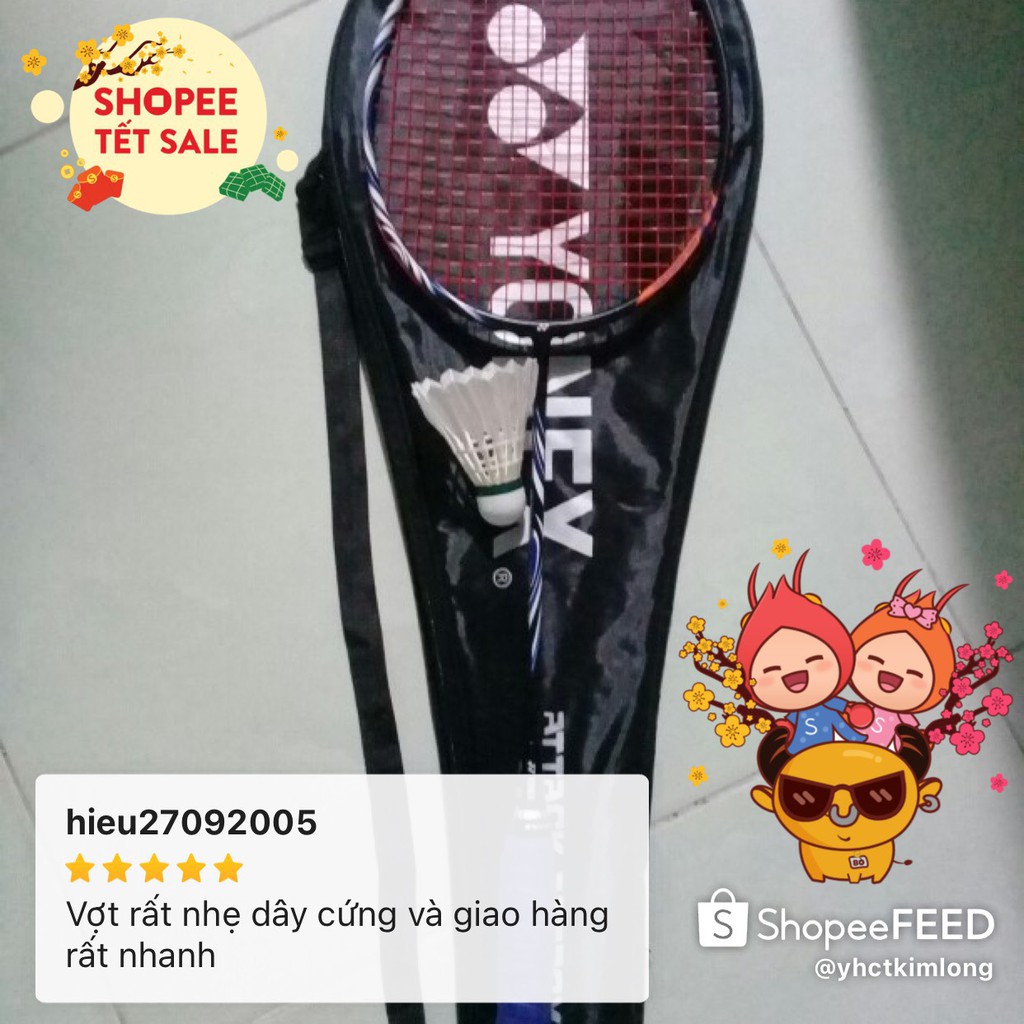 1 Vợt cầu lông Yonex cao cấp 100% Cacbon đan dây tốt 9,5kg tặng 3 món quà