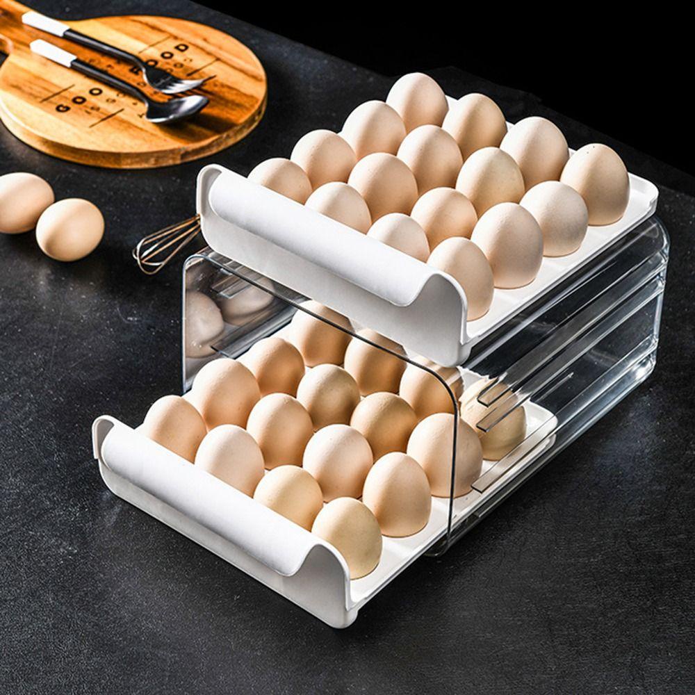 Hộp Đựng Trứng Cuộn Tự Động Tiết Kiệm Không Gian Cho Tủ Lạnh Nhà Bếp Giá Đỡ