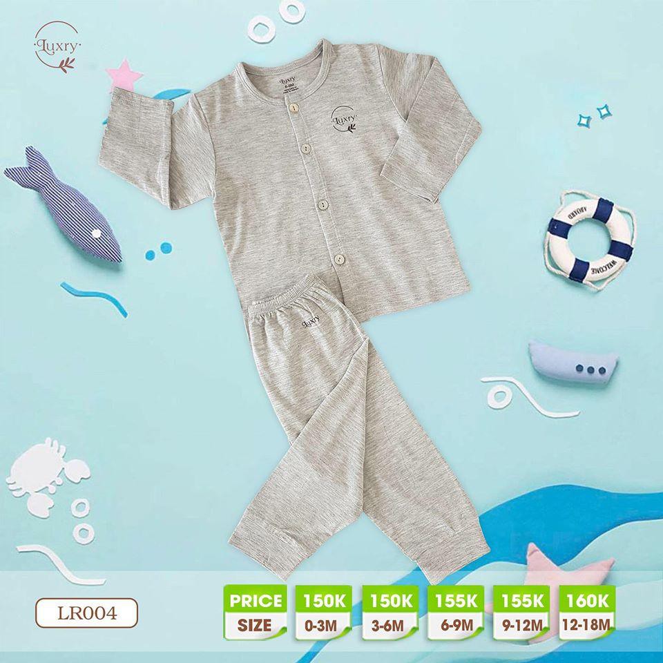 Dài tay cài thẳng trơn 0-18M SỢI TRE Arich