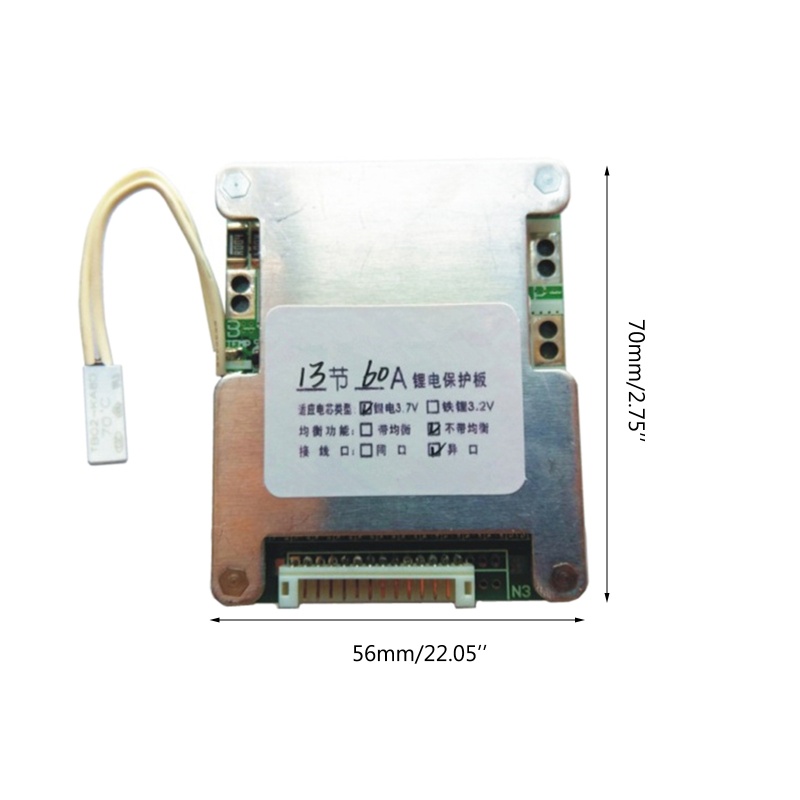 Bảng mạch cân bằng bảo vệ pin Li-ion 13S 48V 60A BMS PCB