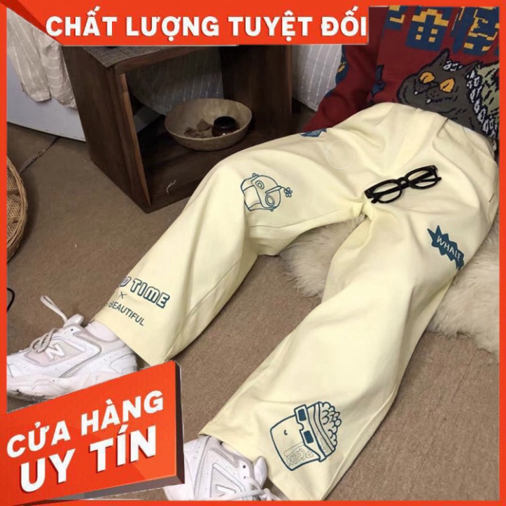 Quần Ống Rộng Nam Nữ KAKI GOBI in họa tiết Unisex - Quần ống rộng Nữ Nam phong cách Ulzzang dáng suông Leevin store - H