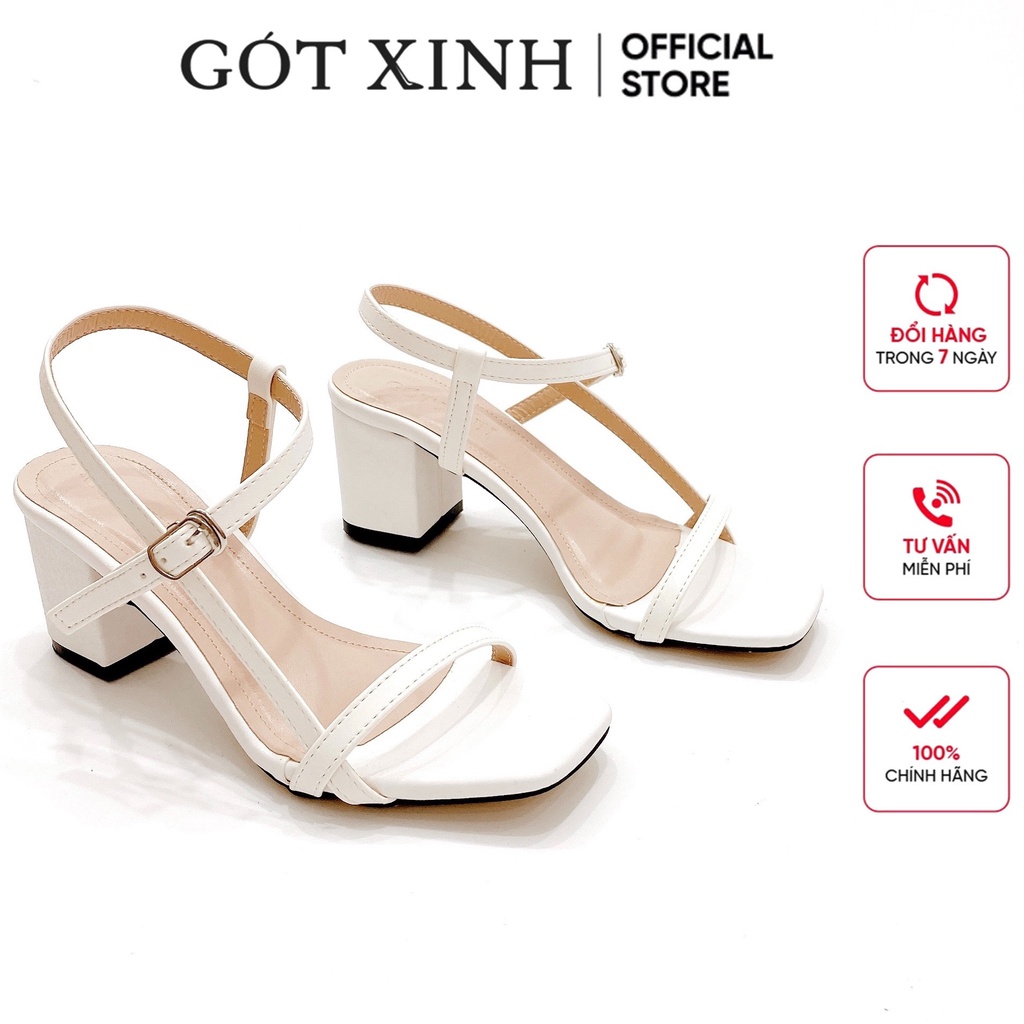Sandal Cao Gót Gót Xinh GX241 Quai Ngang Mỏng Đế Cao 5cm Da Mềm Gót Nhọn