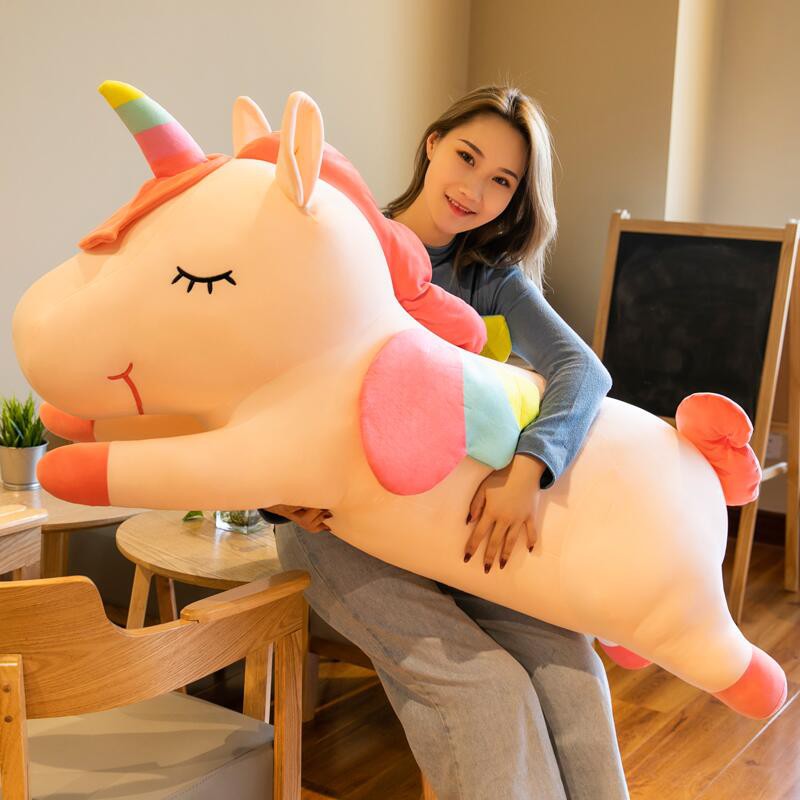 Gấu Nhồi Bông Ngựa Pony Kỳ Lân 1 Sừng Unicorn Gối Ôm Size Lớn - Vải Nhung Co Dãn 4 Chiều - Bông Gòn Cao Cấp - Yuta Home