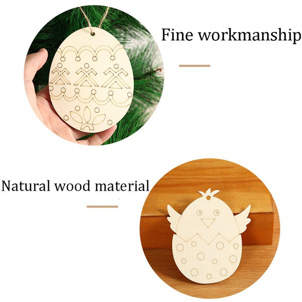 YIYU Đồ Trang Trí Bằng Gỗ Hình Trứng Phục Sinh Độc Đáo