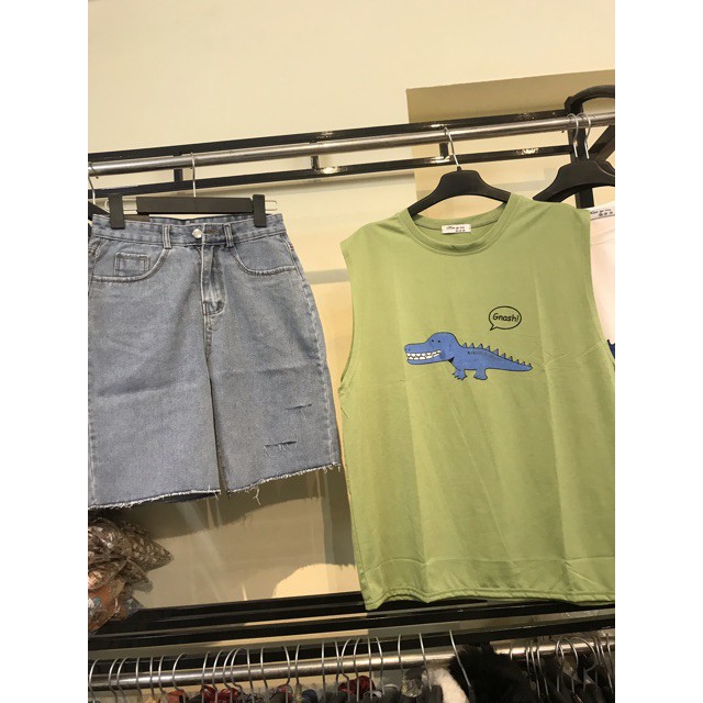 Set áo tank top+ quần bò ngố hot