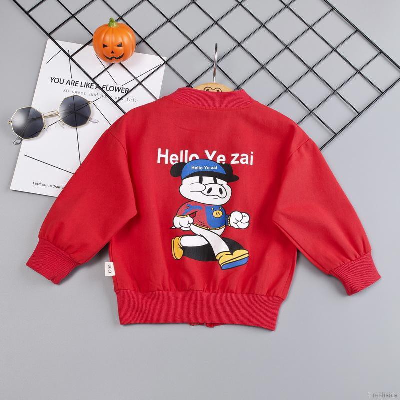 ruiaike  Baby Boy Girl Outerwear Cartoon Print Casual Zipper Sweatshirt Kids Pilot Baseball Jacket