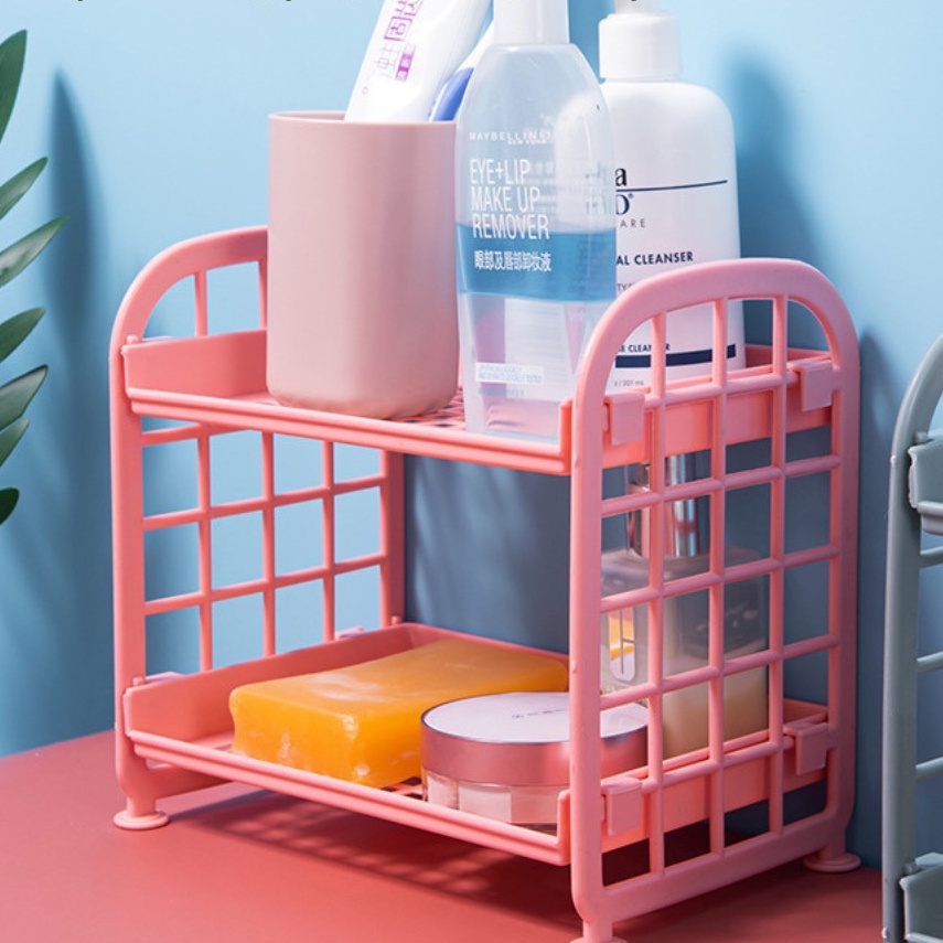 Kệ Nhựa Mini 2 Tầng Đựng Đồ Đa Năng - Kệ Để Mỹ Phẩm Siêu Xinh