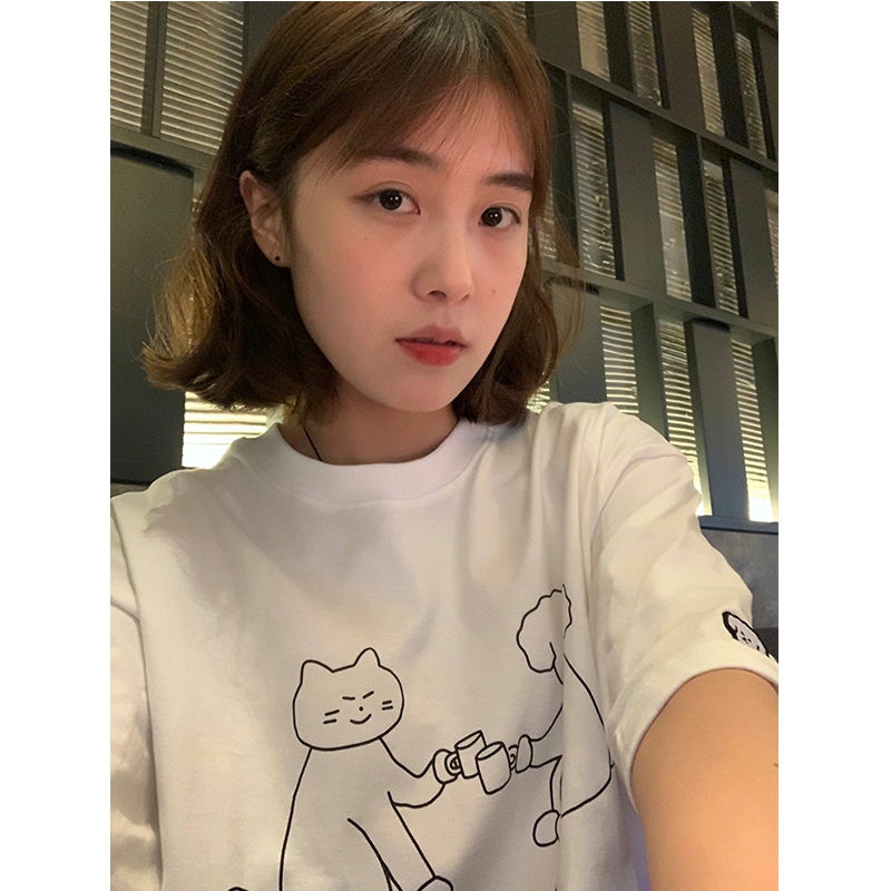 NRVP Áo Thun Nữ Oversize Cổ Tròn Thời Trang Hàn Quốc