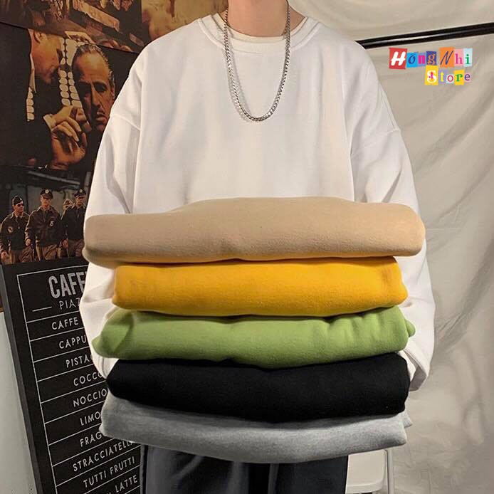 ÁO SWEATER TRƠN CHẤT NỈ LÓT BÔNG MÀU TRẮNG - SWEATER UNISEX - MM | BigBuy360 - bigbuy360.vn