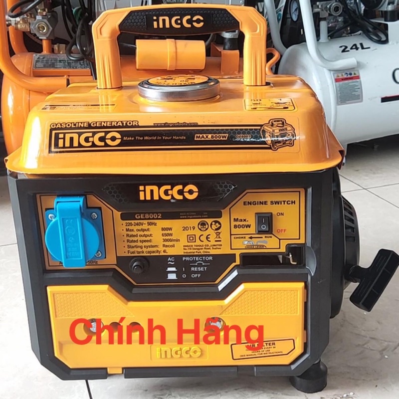 INGCO Máy phát điện dùng xăng pha nhớt 800W GE8002  (Cam kết Chính Hãng 100%)