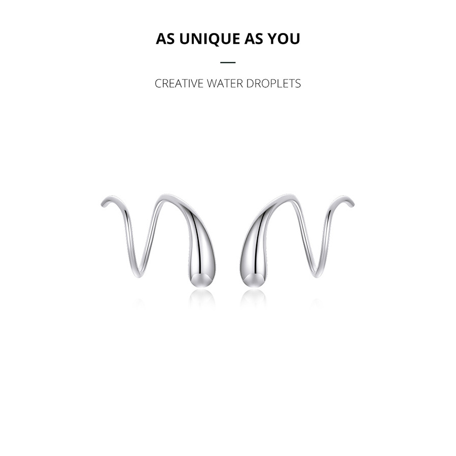 Khuyên Tai Chính Hãng Bamoer SCE1130 Hình Giọt Nước Sáng Tạo Bằng Bạc Thật 925 Cho Nữ