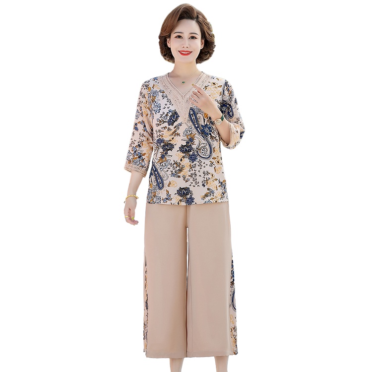 Bộ Đồ Thời Trang Mùa Hè Hai Mảnh Kiểu Phương Tây Dành Cho Phụ Nữ Trung Niên 2022 50