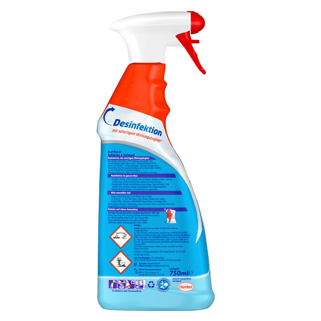 Bref - Xịt tẩy vết bẩn do vi khuẩn nấm mốc của Bref trong nhà vệ sinh, trên đồ nội thất chai 750 ml