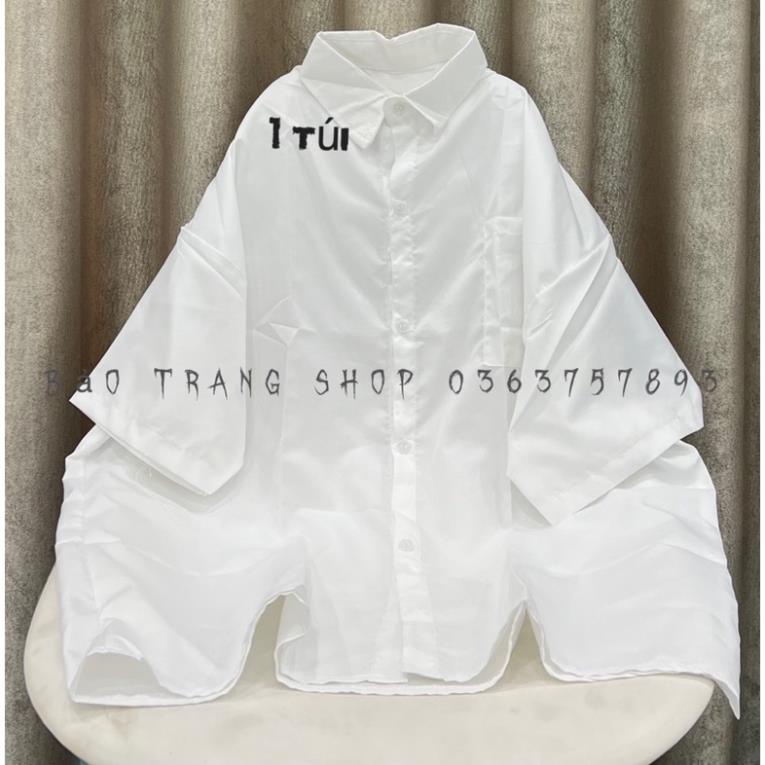 Áo Sơ Mi Trắng Tay Lỡ Form Rộng Đi Học Đi Làm Nhiều Kiểu Hottrend