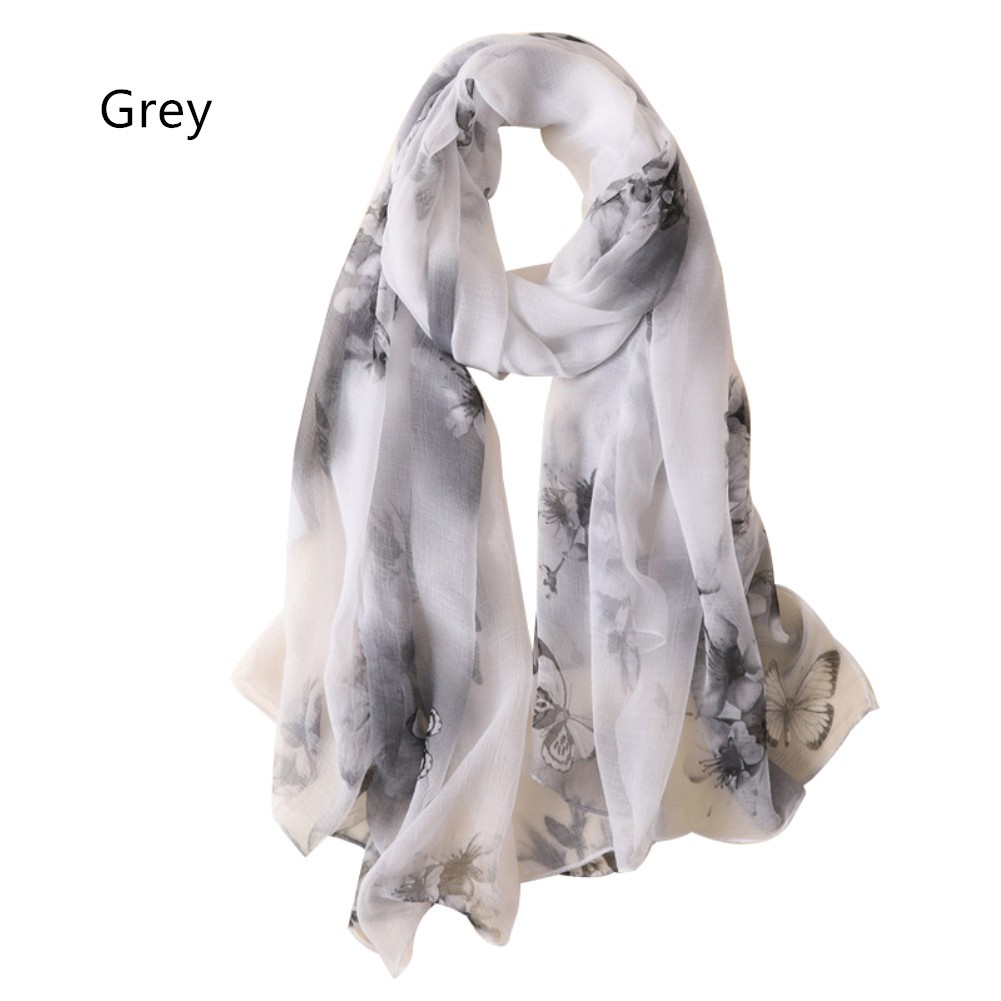 Khăn choàng cổ mềm in hoa bướm