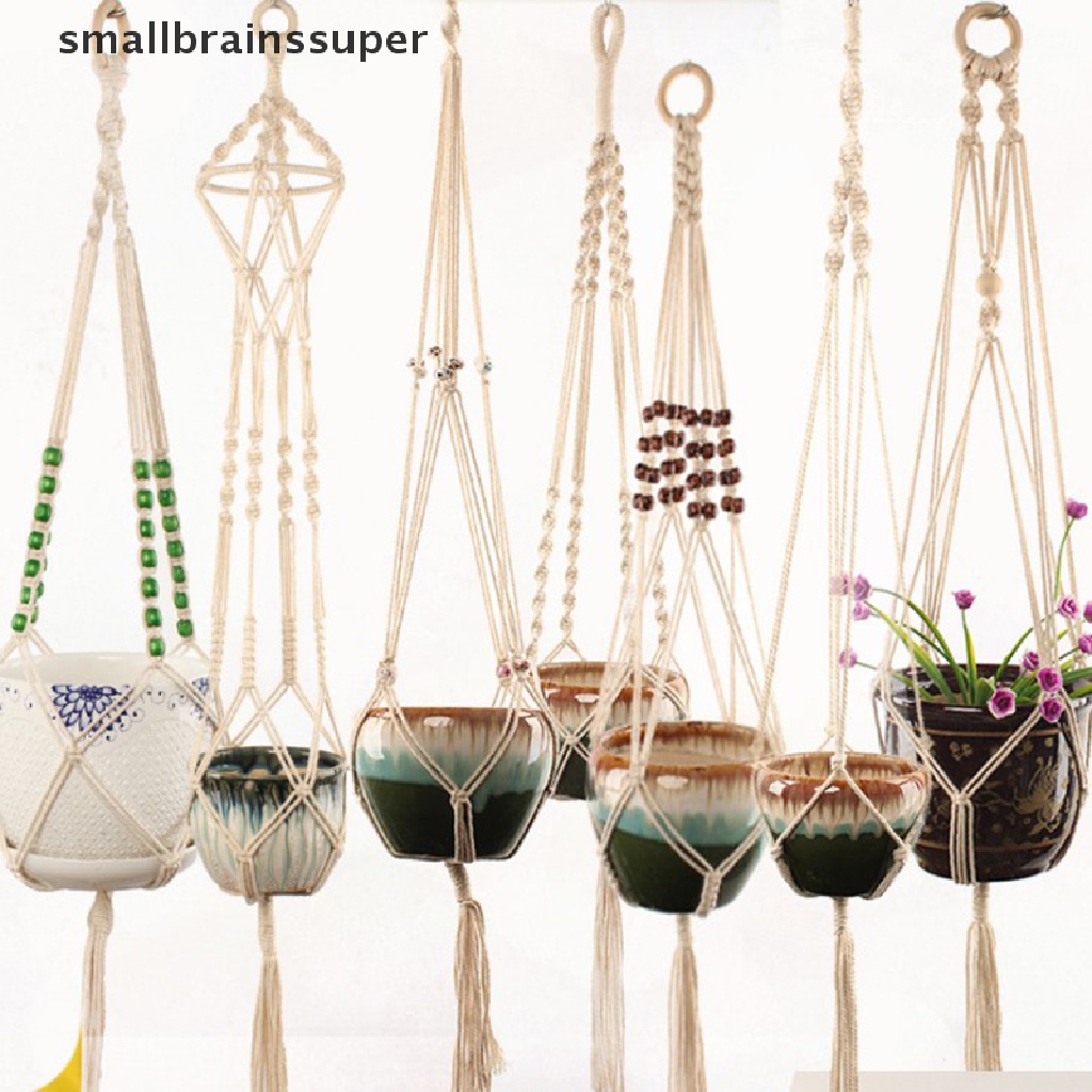 Giá đỡ chậu hoa bằng dây thừng treo tường trang trí sân vườn