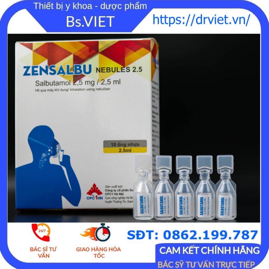 Zensalbu Nebules 2.5-Chính hãng-Sử dụng với máy xông khí dung-Giúp hỗ trợ giảm co thắt phế quản, giảm các cơn hen suyễn