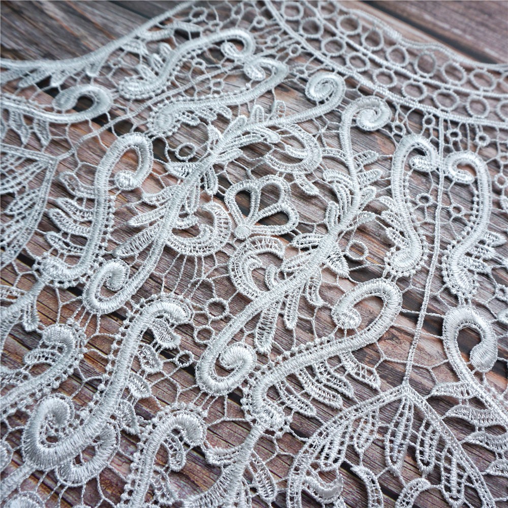 Vải Ren Thêu Hoa May Cổ Áo Cho Cô Dâu