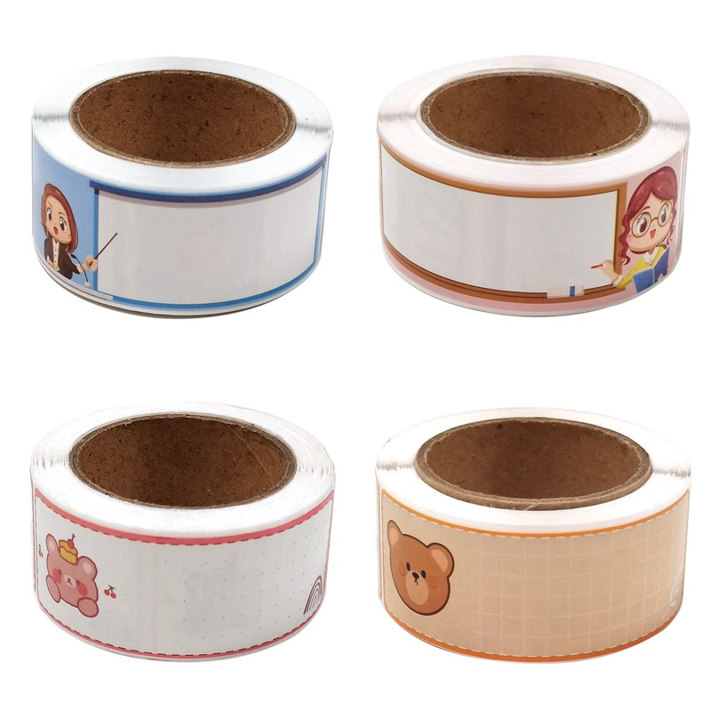 Cuộn 120 Nhãn Dán Chai Lọ Họa Tiết Hoạt Hình Dễ Thương