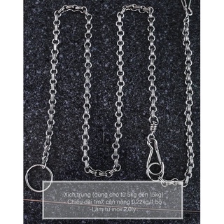 Xích chó inox size trung( 5-15kg) (kèm dây cổ)