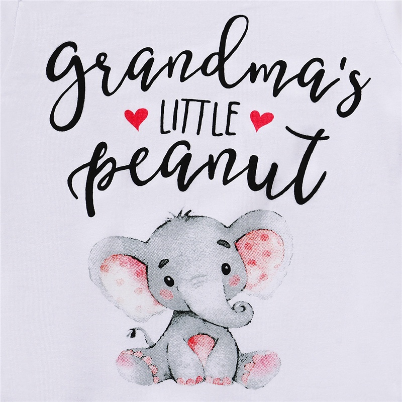 Áo liền quần Mikrdoo ngắn tay in hình chú voi dễ thương cho trẻ sơ sinh