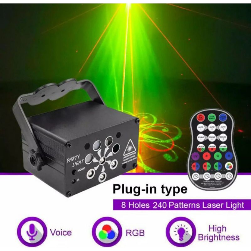 Đèn LED Laser Sân Khấu 6/8 Mắt 128/240 Hoa Văn Điều Khiển Từ Xa