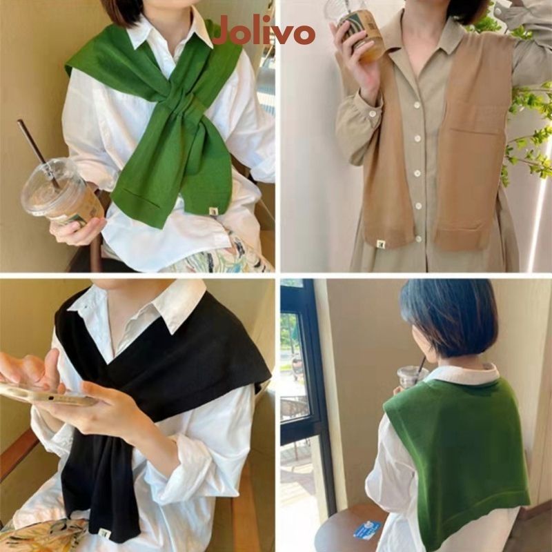 Khăn choàng len nữ dệt kim phong cách sành điệu thời trang mẫu mới hot trend JOLIVO