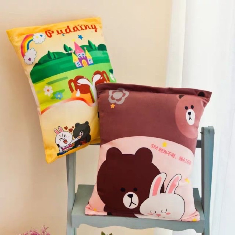 Túi gối pudding gấu thỏ bông dễ thương mẫu Gấu Thỏ Brown Cony Line