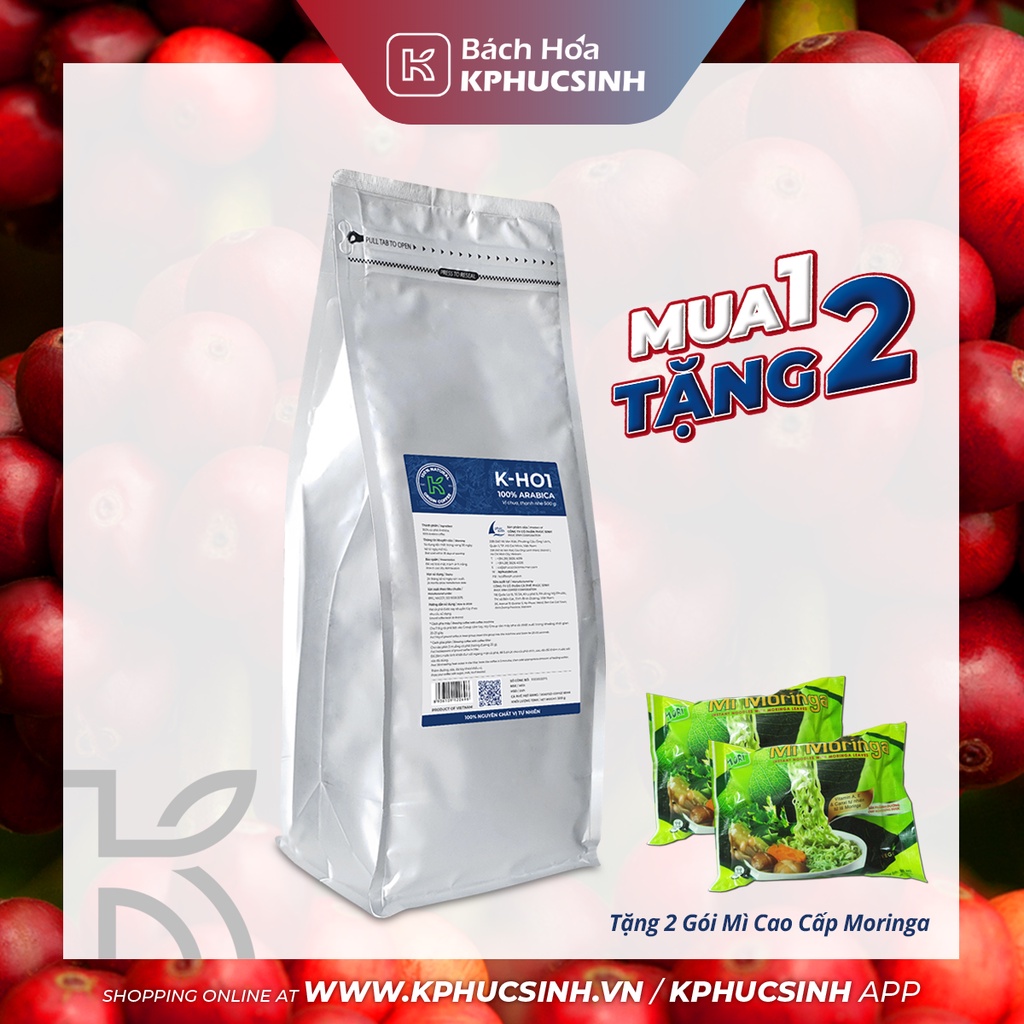 [Giao Quận 1] [Tặng 2 gói mì cao cấp] - Cà Phê Rang Xay Xuất Khẩu K Ho1 Thương Hiệu K Coffee 100% Arabica (500G/Gói)