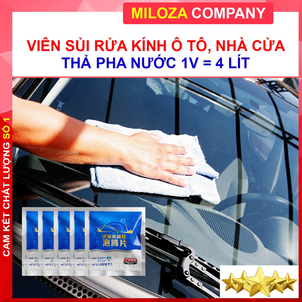 [GÓI 50] Viên Sủi Rửa Kính Xe Ô tô - Viên Pha Nước Rửa Gương Kính, Lau Cửa - Làm Sạch Vết Bẩn Trên Đồ Đạc [MILOZA]