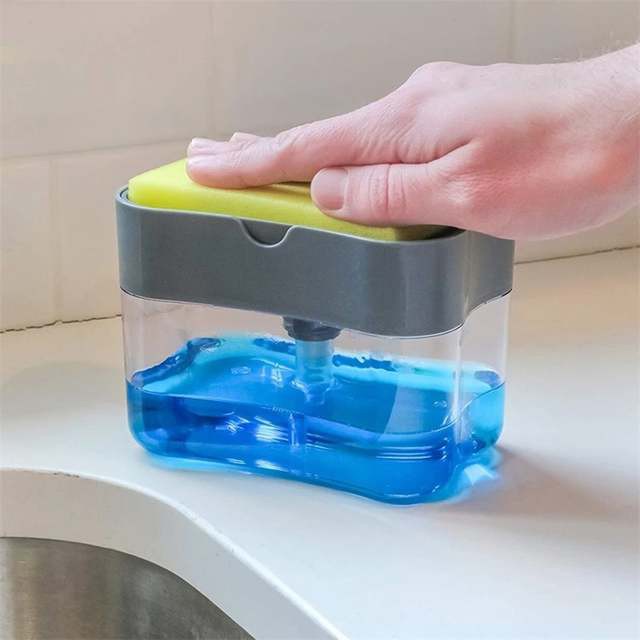 Hộp đựng nước rửa chén và miếng rửa chén bát 2 in 1