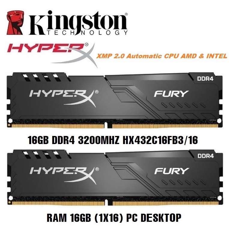 Ram Kingston HyperX Fury Black 16GB DDR4 3200MHz (1x16GB) - Mới bảo hành 3 năm