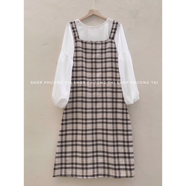 Yếm kẻ caro ulzzang phong cách Hàn Quốc (hình thật/sẵn) | BigBuy360 - bigbuy360.vn