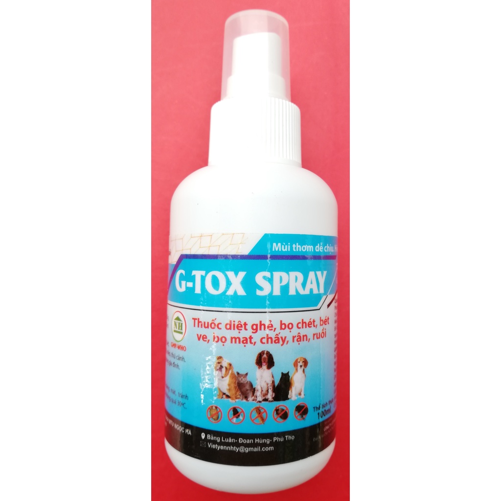 1 lọ G-TOX SPRAY 100 ml chuyên dùng để diệt ghẻ, bọ chét, bét ve, bọ mạt chấy, rận, ruồi trên gia súc, gia cầm, chó mèo