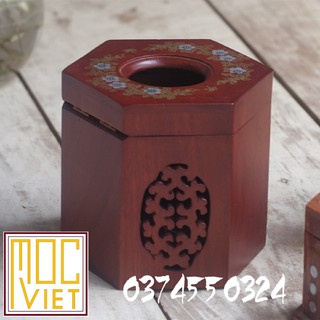 Hộp giấy ăn - gỗ tự nhiên - hộp lục giác