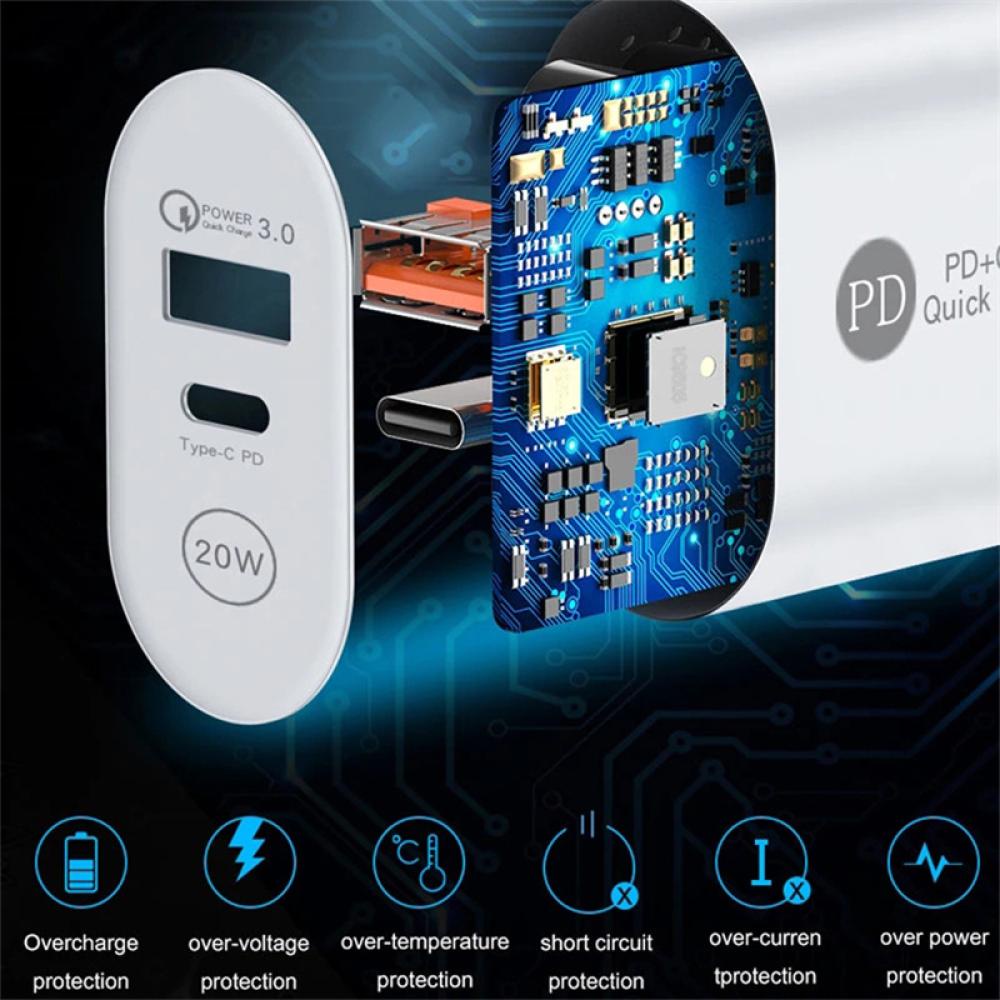Cốc Sạc Nhanh Cổng USB Type C O5T9 PD 20W QC 3.0 Hai Cổng Cho Điện Thoại