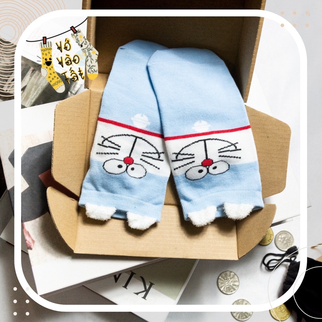 TẤT VỚ CỔ NGẮN XANH BIỂN DORAEMON CÓ TAI