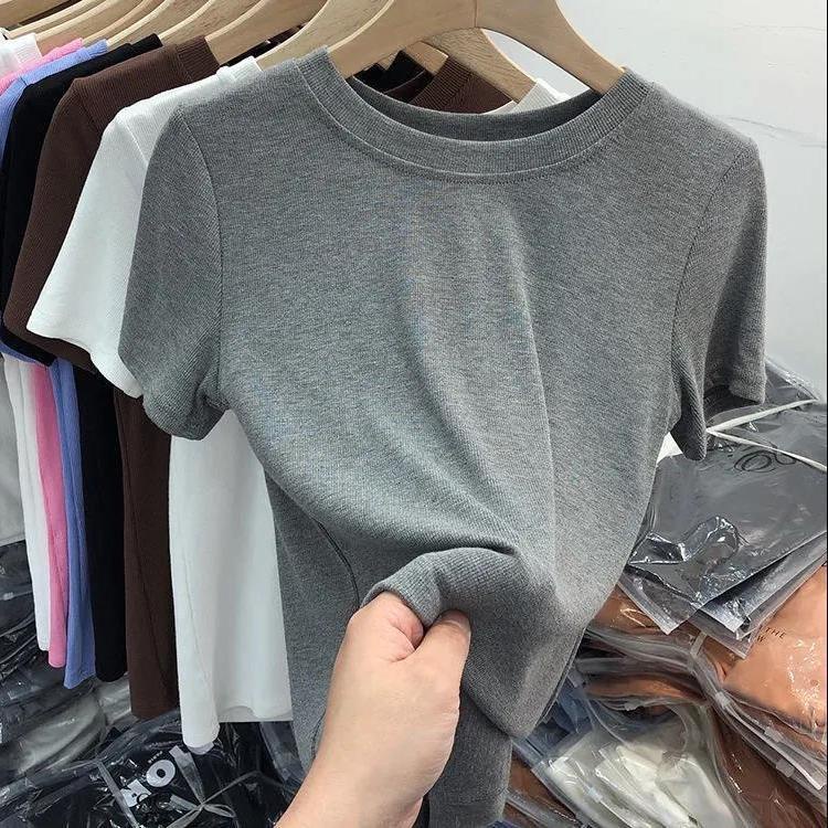 Áo thun ngắn tay màu sắc thanh lịch thời trang cho nữ