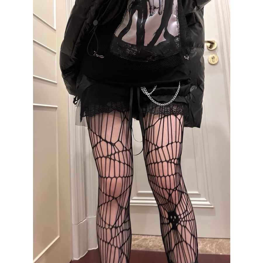 Quần Tất Lưới Kẻ Sọc Họa Tiết Đầu Lâu Vớ Cosplay - Vani Store - TAT00180