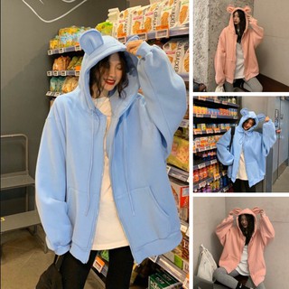 Áo khoác nỉ nam nữ dây kéo form rộng có nón cá tính❤️ HOODIE ZIP TAI  GẤU  VIVU123STORE  HOD097