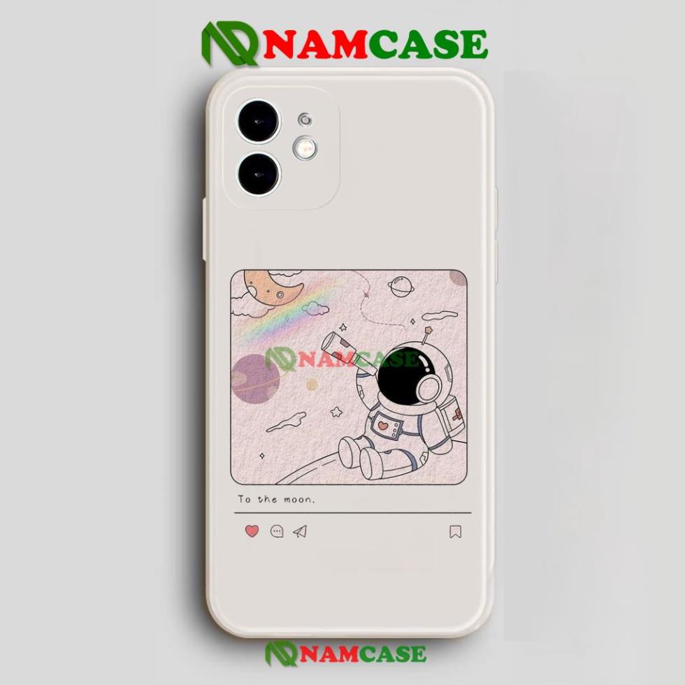 Ốp lưng iPhone Phi hành gia Nasa Cute cạnh viền vuông silicon mềm dẻo cho iphone 6/6s/7/8/X/XS/11/12/13 Pro Plus Max