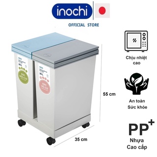 Thùng rác phân loại 2 ngăn, bảo vệ môi trường sọt rác thông minh bấm nút tự động mở nắp HIRO INOCHI